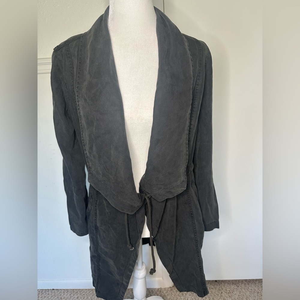 Max Jeans Black Trench Coat with Textured Fabric and Relaxed Fit size XS